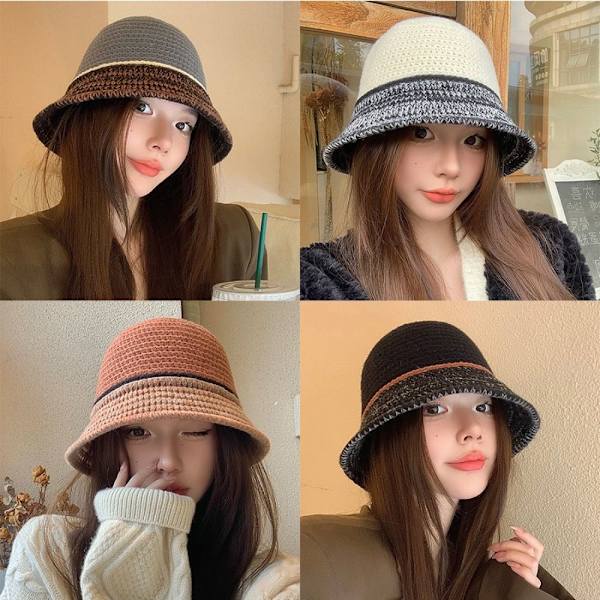 Kontraststickad mössa Fisherman Hat E E E