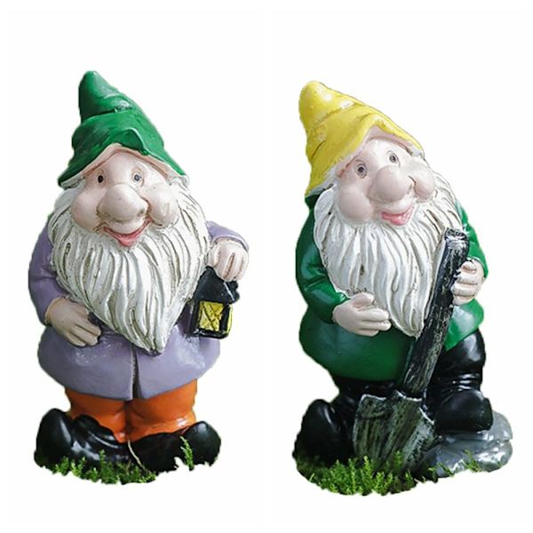 2 STK Mini Gnome Figurer Miniatyr Dverger Statue 3 3 3