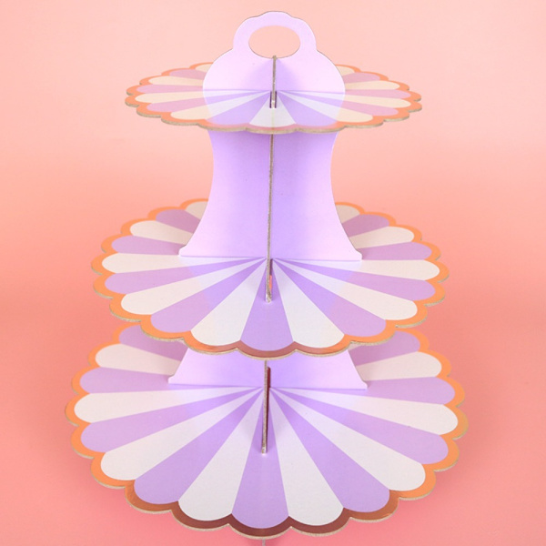 3-lags cupcakestativ papirkakeholder LILLA 2 2 Purple 2-2