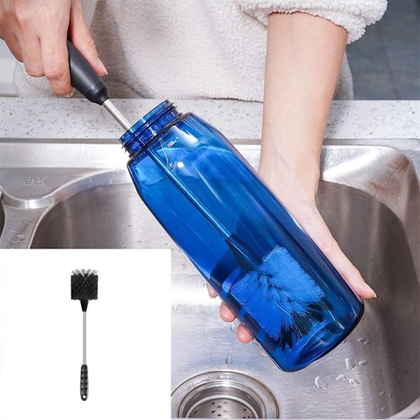 2 Stk Flaskebørste Vandflaskebørste Badeværelsesbørste Black 2 Pcs-2 Pcs