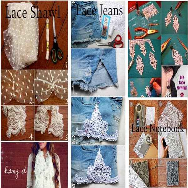 Rosebrodert blondebånd, stretchblondekant, DIY-søm