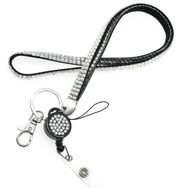 Bling Crystal Lanyard henkilökorttipidike VALKOINEN White