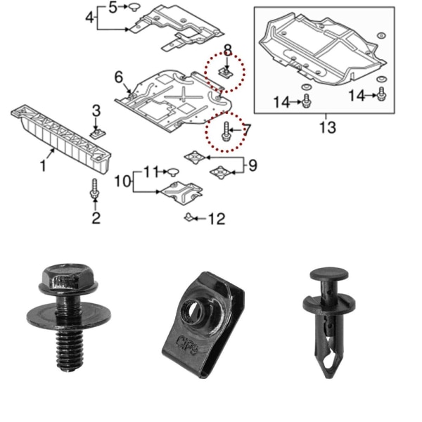 35stk U-Clip Retainer Shield Body Bolts Rivet Clips