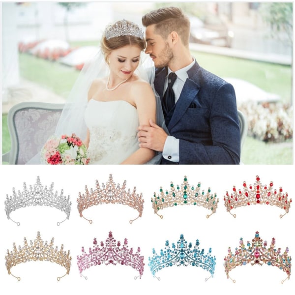 Alloy Crown Wedding Tiara Crystal tekojalokivikruunu PUNAINEN Red