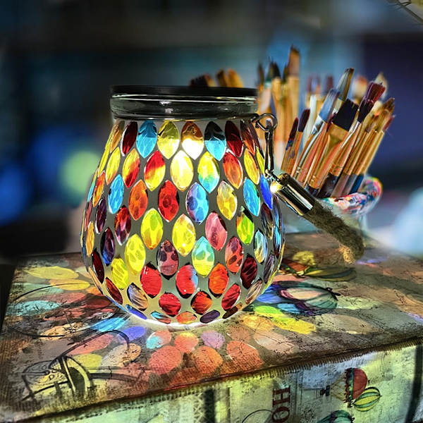 Mosaic Solar Lights Mason Jar Lamppu PUNAINEN OVAL OVAL Red Oval-Oval