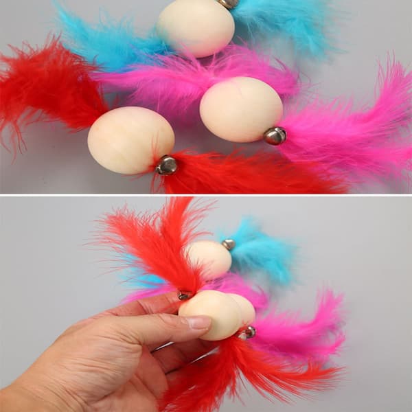 Cat Ball Toy Kitten Activity Interactive Stick Cat Bell Color Random