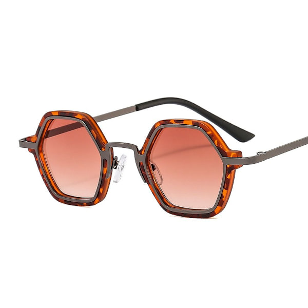 Små polygonala solglasögon Punk Shades LEOPARD-TE LEOPARD-TEA Leopard-Tea