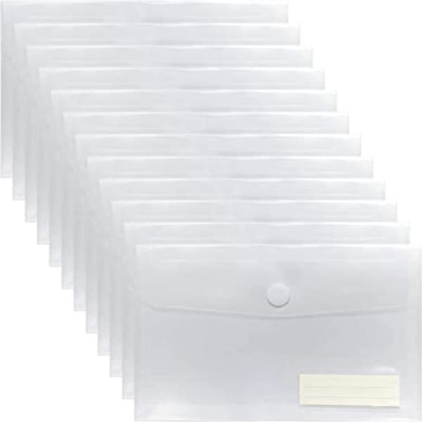 12 kpl Label Pocket Clear Envelopes Organization
