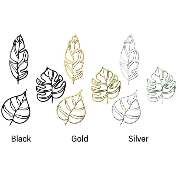 3ST/ Set Wall Stickers 3D Hollow Line Leaf SILVER silver