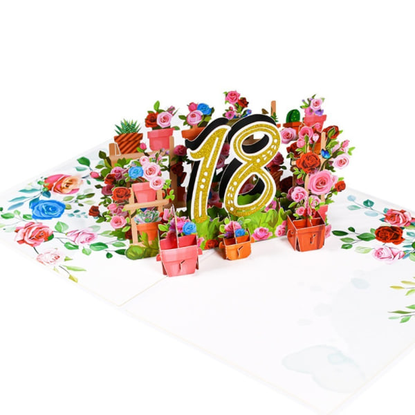 Tillykke med jubilæumskort 3D Pop Up lykønskningskort 18. 18. 18th