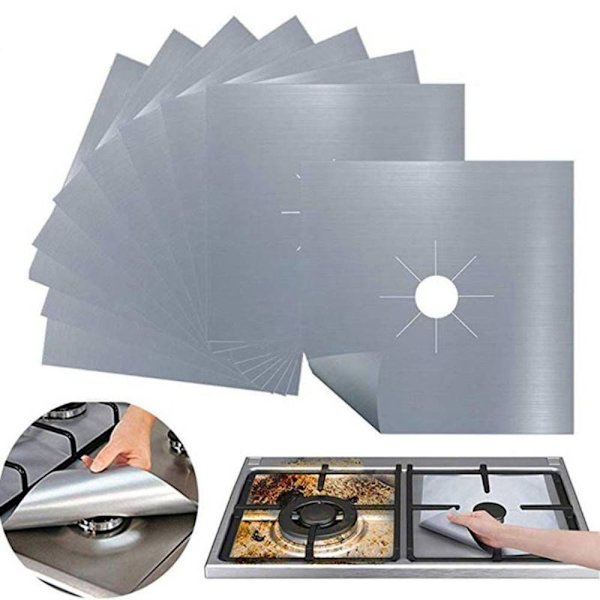 4kpl/ set Kaasuliedensuojat Stovetop Protector SILVER Silver