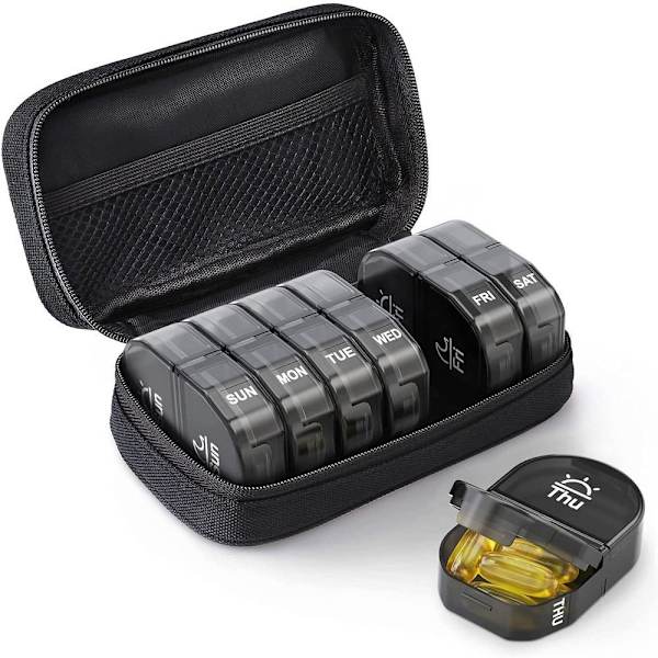 Lääkepurkki, Pill Organizers, Lääkkeiden Säilytyslaatikko BLACK