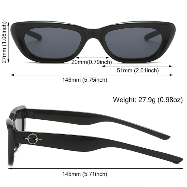 Cat Eye Solbriller Star Y2K Solbriller SORT-GRÅ SORT-GRÅ Black-Gray