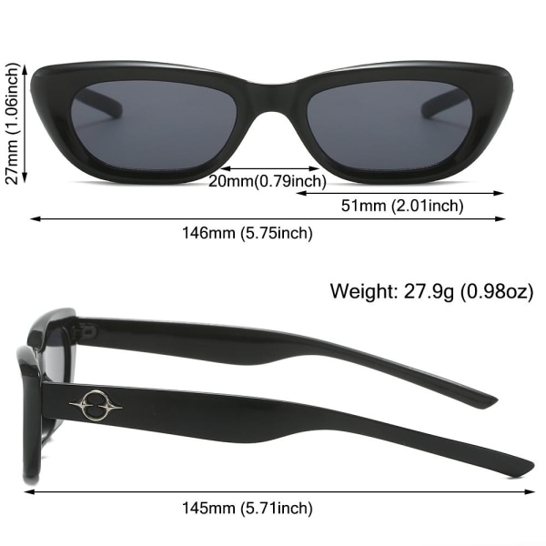 Cat Eye Solbriller Star Y2K Solbriller SORT-SORT SORT-SORT Black-Black