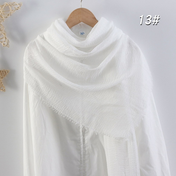 Crinkle Scarf Vanlig Hijab VIT White