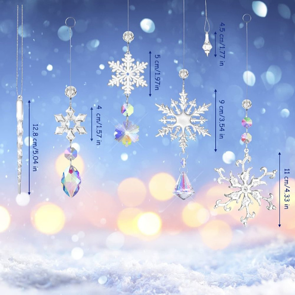16st Snowflake Ice Cones Crystal Drop Ornament VIT white