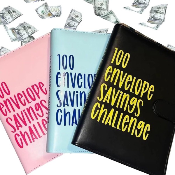 100 kirjekuoren haaste Binder Kirjekuoret Säästöhaasteet pink