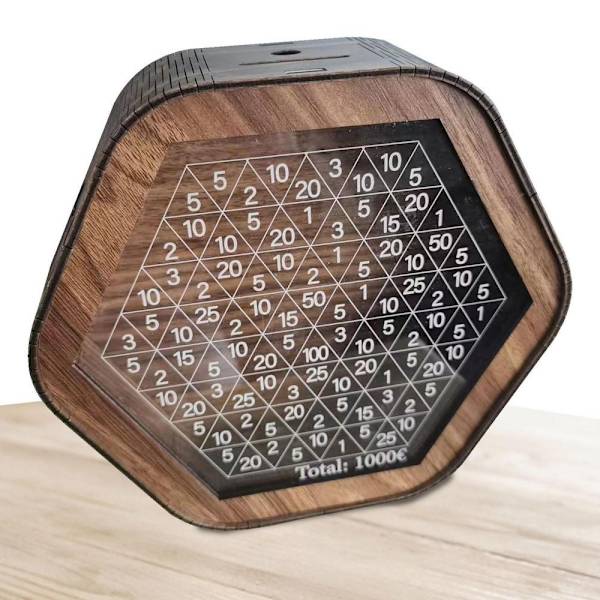 Sparlåda Pengar Spara utmaning med siffror diagram Wooden