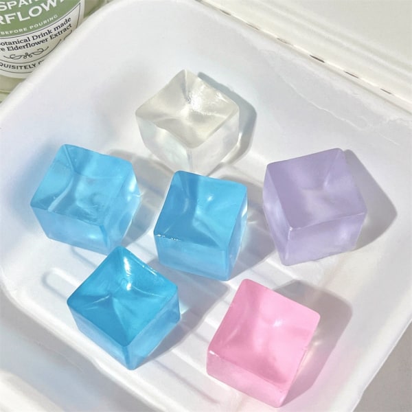 10 st Ice Block Stress Ball Toy Dekompression Ice Cube Transparent Cube