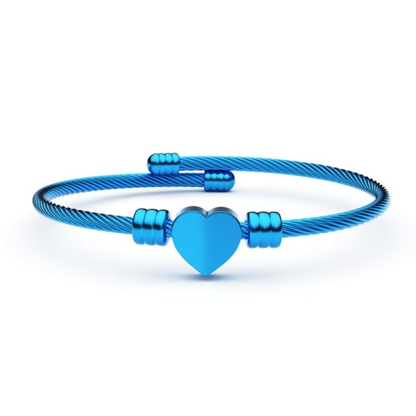 Love Heart Charm Bangle Wire Rope Armbånd BLÅ Blue 0517 | Blue | Fyndiq