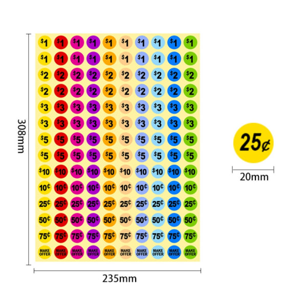 Prisklistremerker Neonfarger-klistremerker med pris 201f | Fyndiq