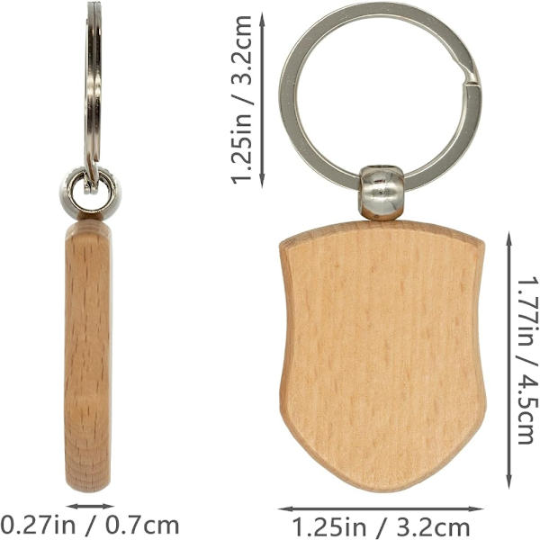 Shield Shape Key Tag Tyhjä puinen avaimenperä Puukaiverrus
