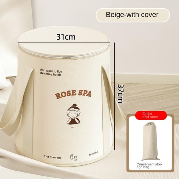 Fodblødgøringsspand Foldefodvaskespand BEIGE MED Beige with cover-with cover