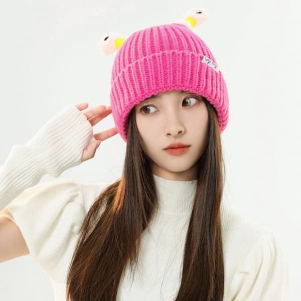Stickade Mössor Beanie Mössa BEIGE beige