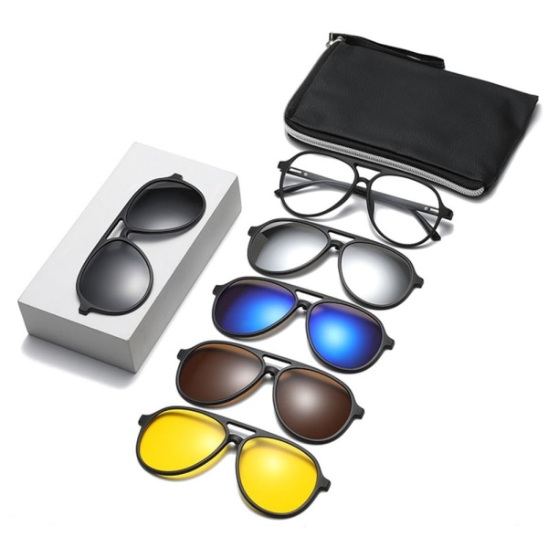 6 i 1 polariserte polariserte solbriller for menn magnetisk klips