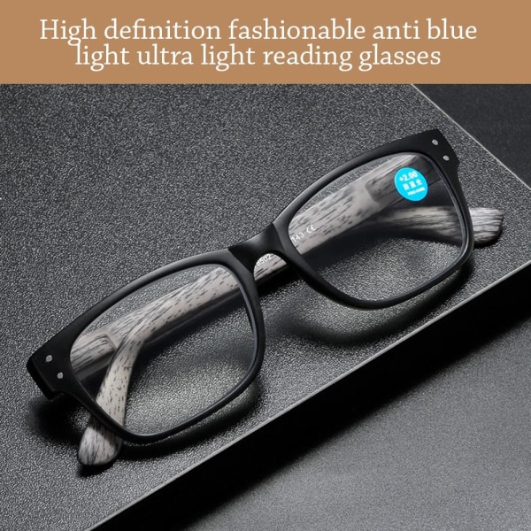 Lesebriller med anti-blått lys Firkantede briller BRUNE Brown Strength 200