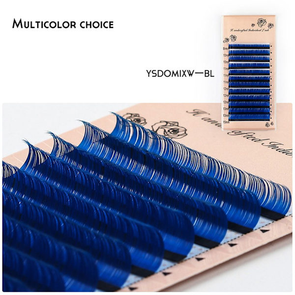 Färgglada individuella ögonfransar Premade Volym Fans BLÅ 0,07C blue 0.07C-0.07C