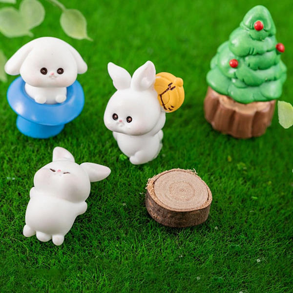 Bunnies Miniature Figurine 3D Rabbit Ornament 10 10 10