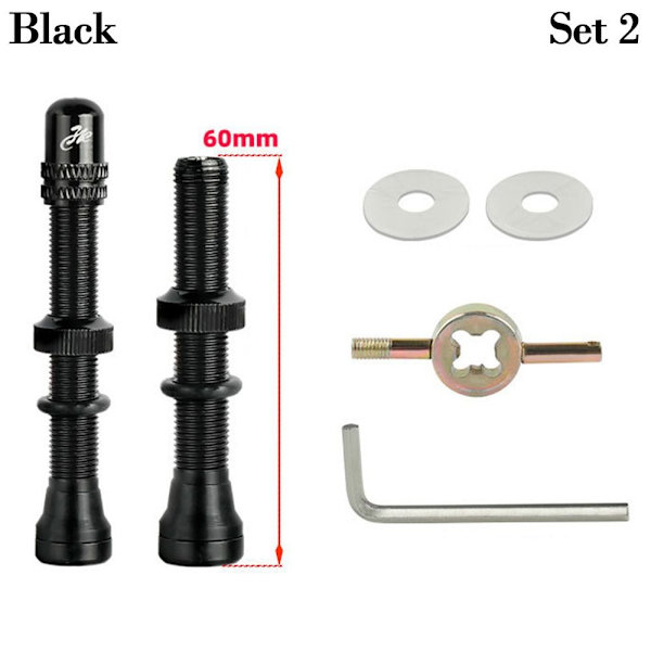 2stk For SchraderA/V-ventiler Amerikansk ventil SVART 60MMSETT 2 SETT 2 Black 60mmSet 2-Set 2