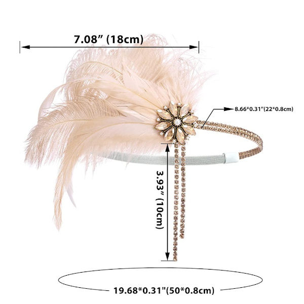 Feather Hair Band Flapper Pandebånd NAVY BLUE navy blue