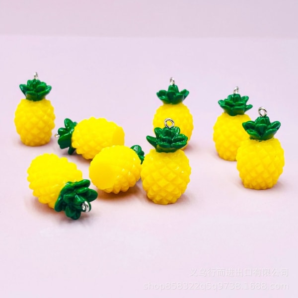 20 stk Gul ananas Charms Miniatyr Frukt Modell Faux Food