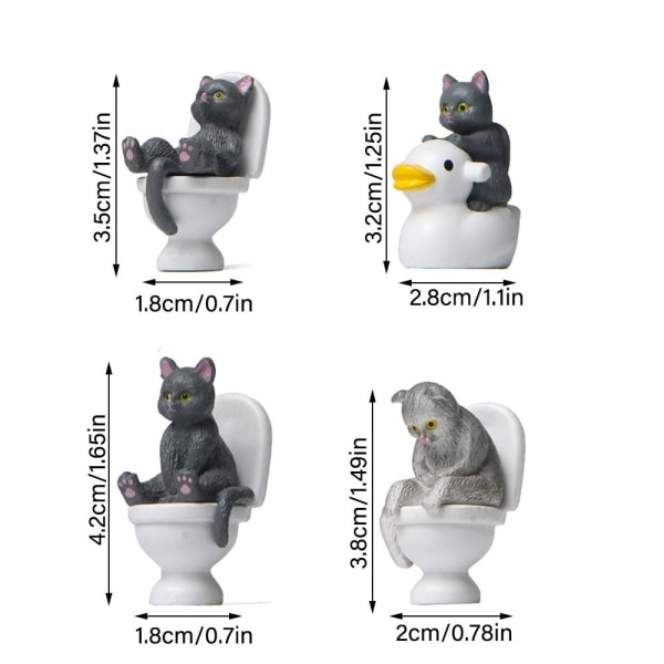 4/5 STK tegneserie kattefigurer, der sidder på toiletkilling 4-5 STK 4-5pcs