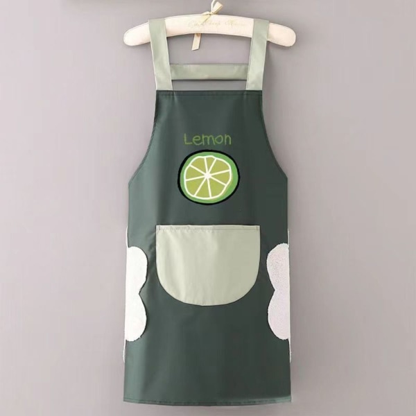 Hem Köksförkläden Restaurangförkläden MÖRKGRÖN CITRON CITRON dark green lemon-lemon