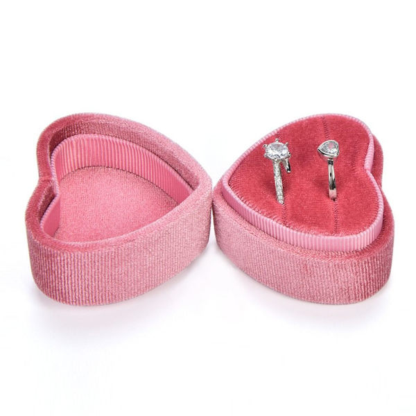 Sammetssmyckeskrin Dubbelring Förvaringslåda ROSA CIRKULÄR pink Circular-Circular
