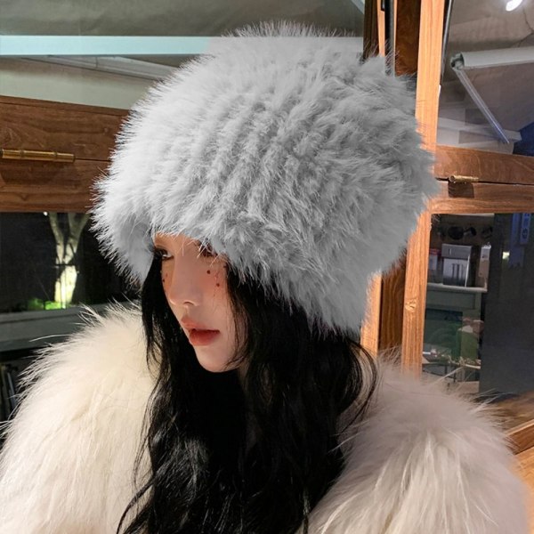 Faux Fur Beanies Hat Pehmovuorattu cap GREY grey