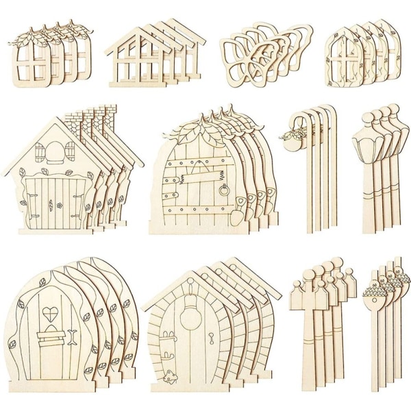 48/64 STK Miniature Fairy Door Elf House Gate 2 (48 STK) 2 (48 STK) 2(48pcs)