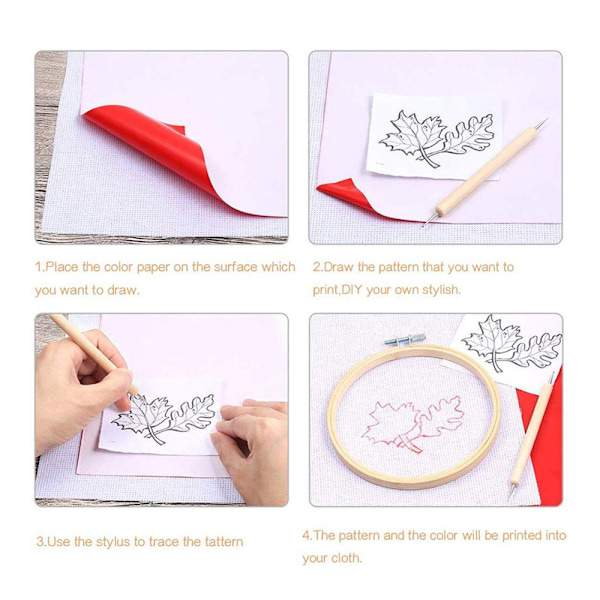 10 STK Kolpapper Broderi Tracing Bumf För Tyg RÖD red 28cm*23cm