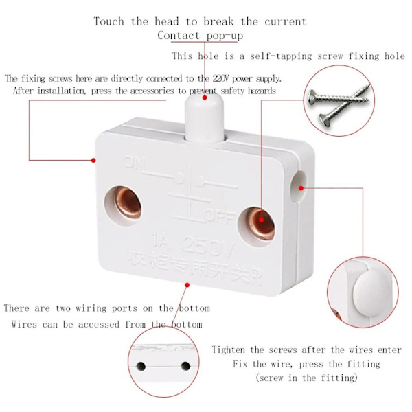 10 st Automatisk garderobsljusbrytare Dörr Touch Switch svart