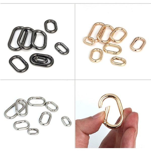 5 stk Fjeder Ovale Ringe Taske Bæltespænder SORT 48,3X25MM Black 48.3x25mm