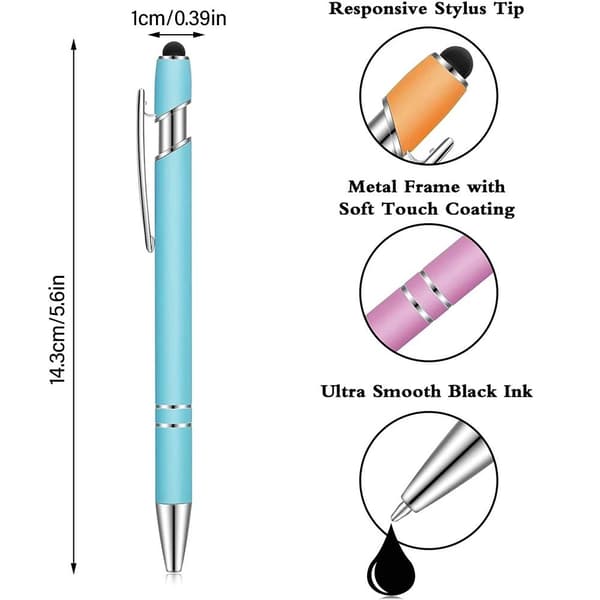 5 STK Touch Screen Kuglepen Sort Black
