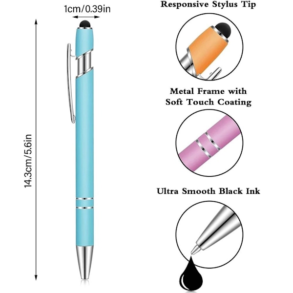 5 STK Touch Screen Pen Kuglepen SORT Black