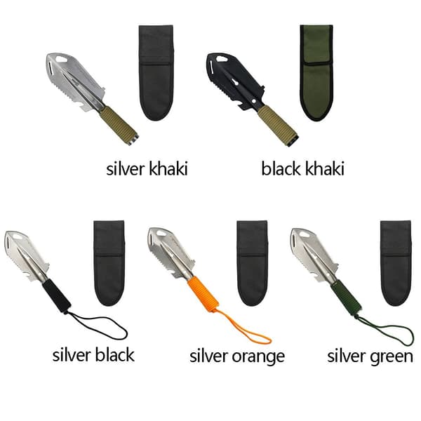 Utomhus multifunktionell Sapper Shovel Rostfritt stål silver orange
