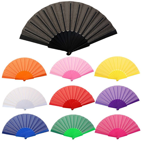 Folding Fan Cloth Håndventilator SORT Black