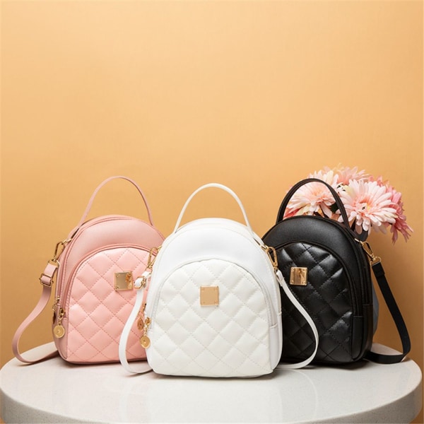 Mote Kvinner Mini Ryggsekk Ensfarget PU-skinn HVIT white