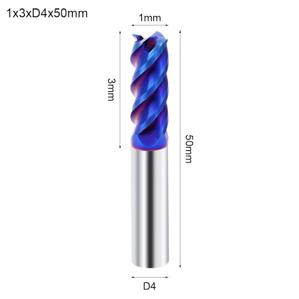 Endfresskjæring Freser 1X3XD4X50MM 1x3xD4x50mm