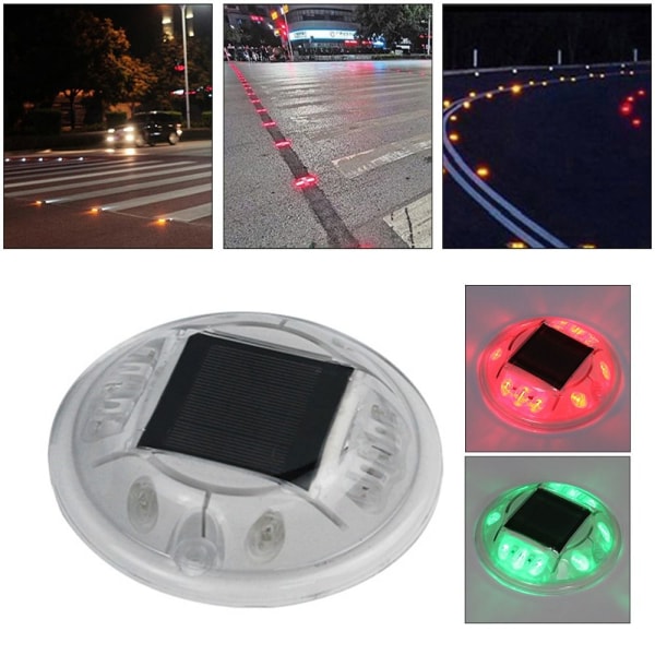 Solar Road Stud Light Trafikkmarkeringslys RØDT BLINKER RØDT Red flashing